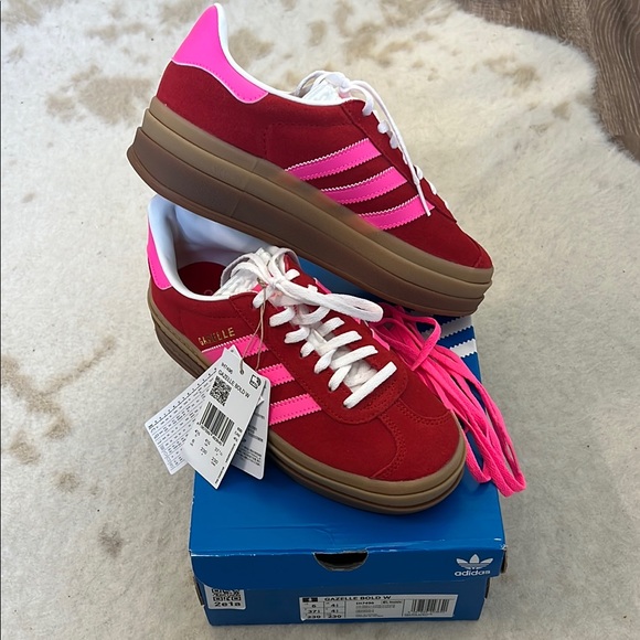 Adidas Gazelle Bold Red and Pink Sneakers - Picture 6 of 6